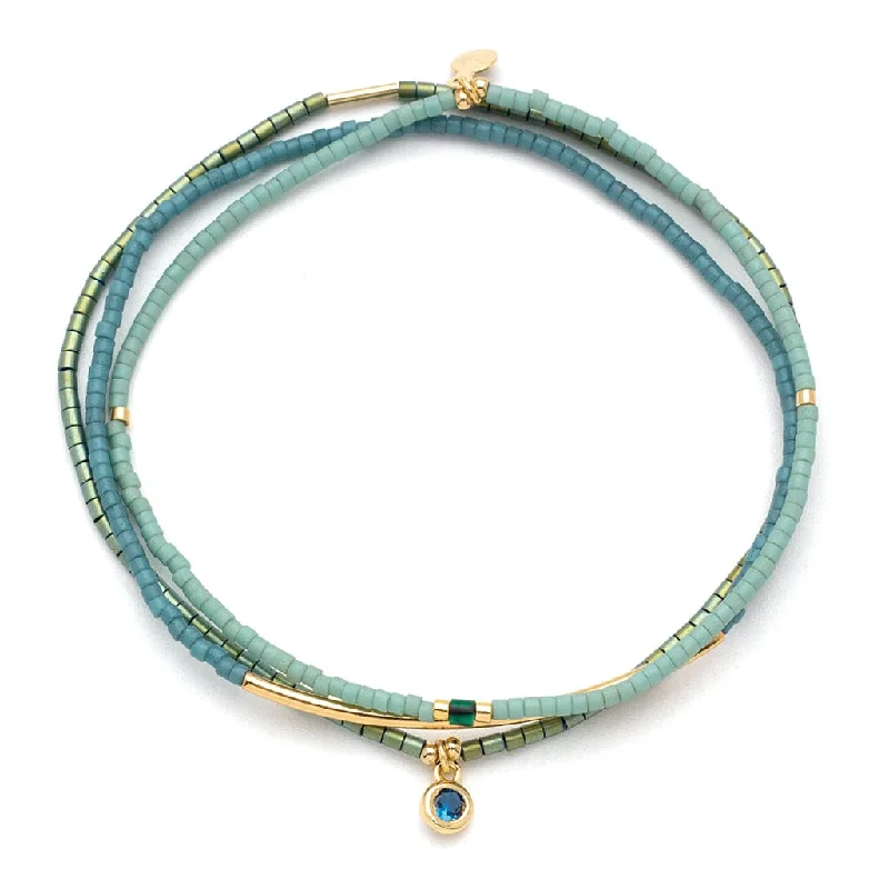 Tonal Chromacolor Miyuki Bracelet Trio - Turquoise & Gold