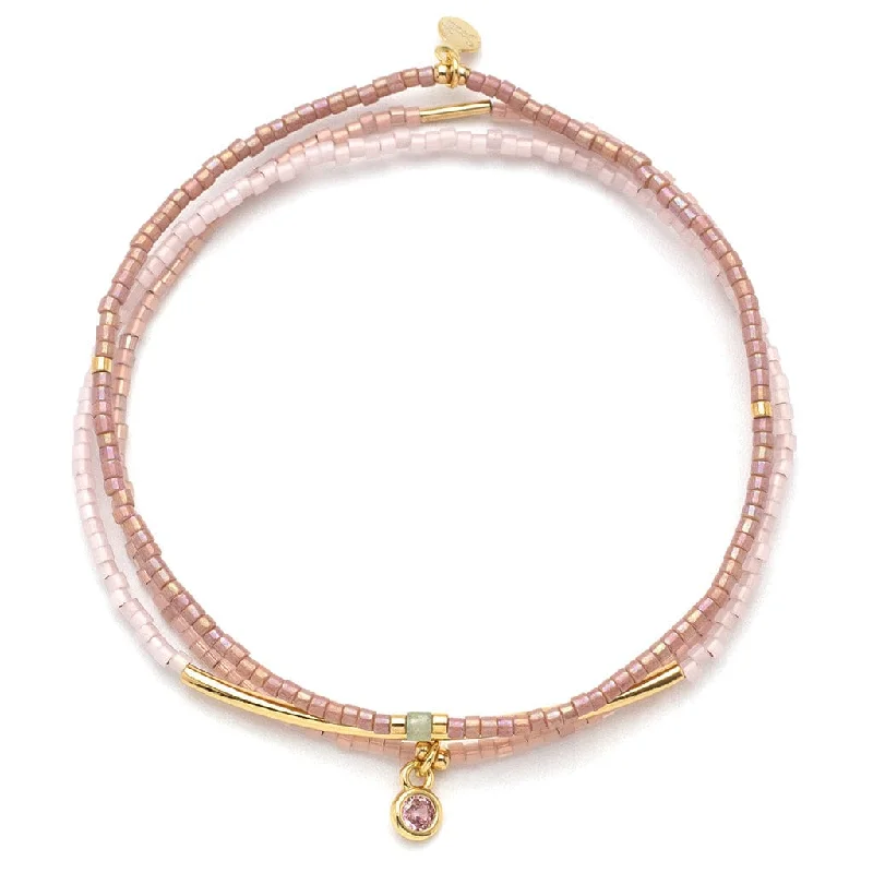 Tonal Chromacolor Miyuki Bracelet Trio - Blush & Gold