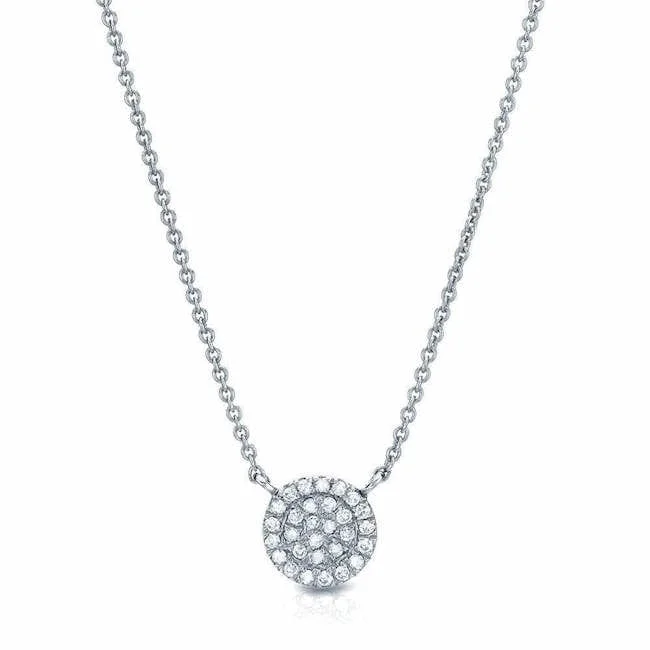 White Gold Small Pave Diamond Circle Necklace