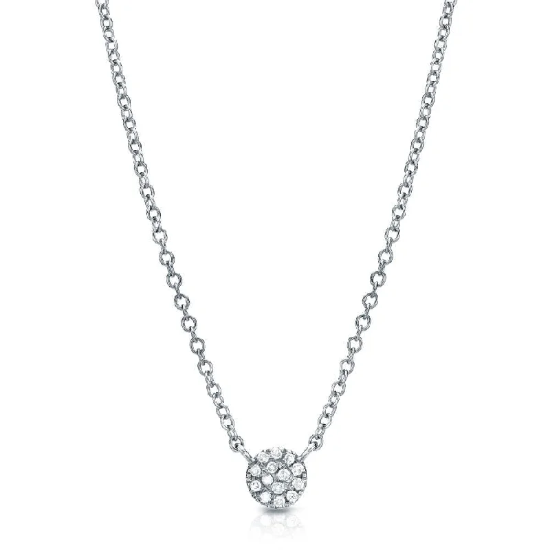 14k White Gold Petite Pavé Diamond Circle Necklace