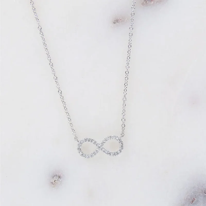 WHITE GOLD MINI INFINITY NECKLACE