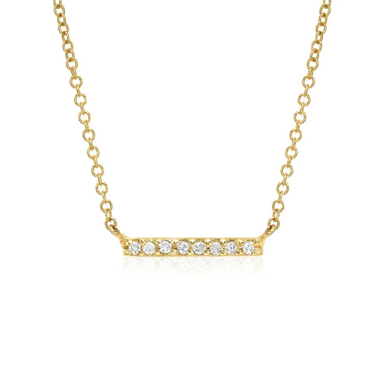 Petite Pavé Diamond Bar Necklace In Yellow Gold