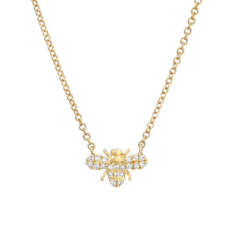 14k Yellow Gold Petite Diamond Bee Necklace