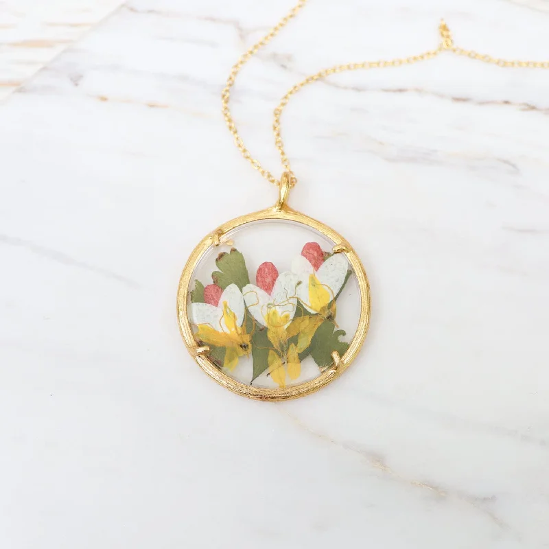 Fairy Blooms Large Glass Botanical Necklace - 18K Gold Vermeil