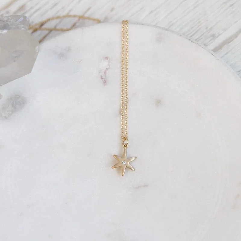 18k Yellow Gold "Celestial" Diamond Star  Necklace