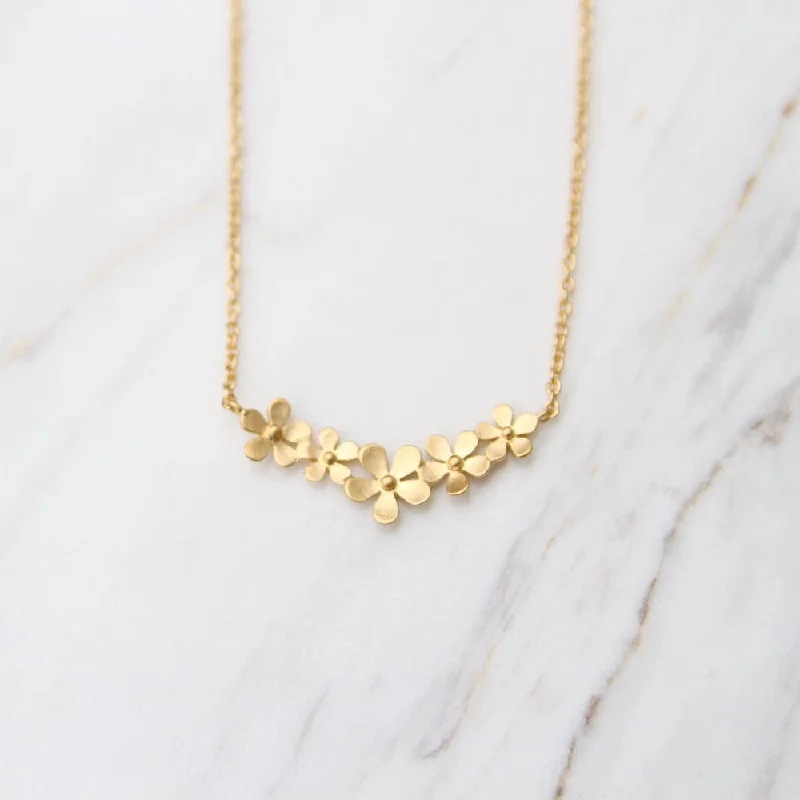 Brushed Gold Vermeil Curve of Forget-Me-Not Necklace