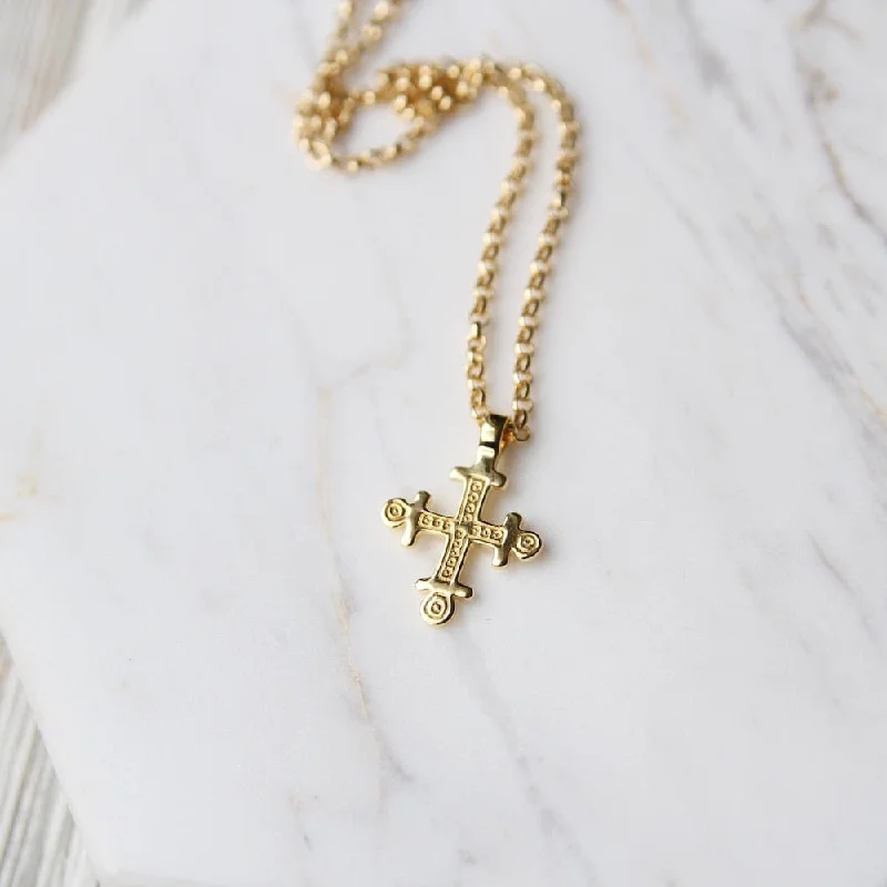 Coptic Cross Necklace - Gold Vermeil