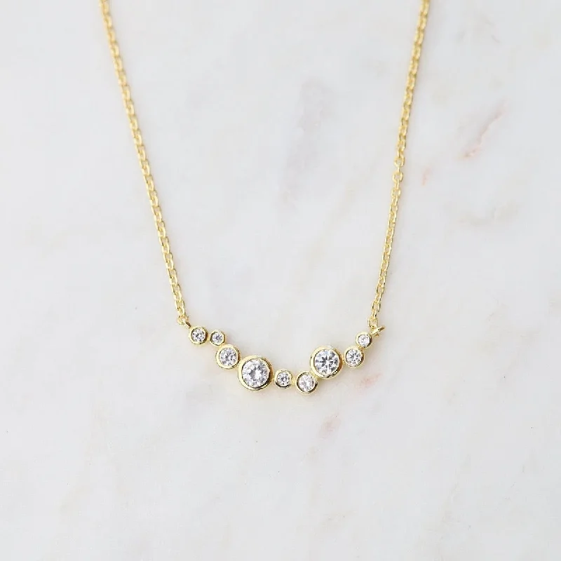 Scattered Bezel-Set CZ Dots Necklace - Gold Vermeil