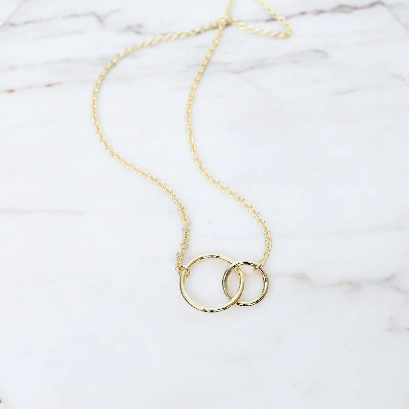 Gold Vermeil Two Small Interlocking Circles Necklace