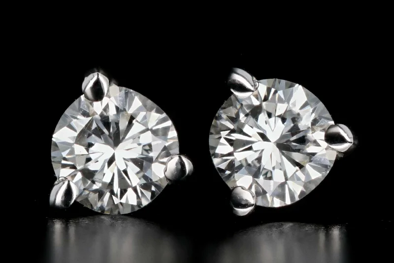 New 14K White Gold .30 Carat Total Weight Round Brilliant Cut Diamond Stud Earrings