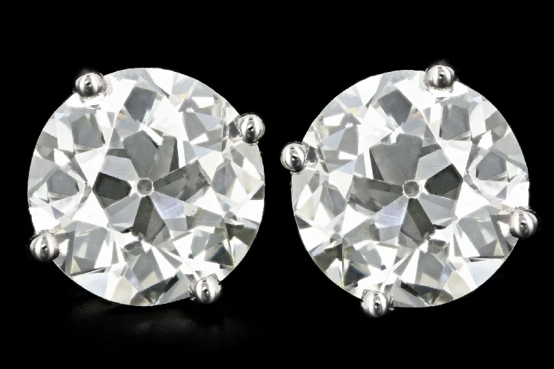 New 14K White Gold 9.33 Carats Round Brilliant Diamond Studs