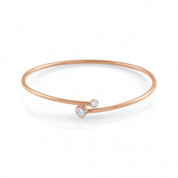 Nomination Bella Sterling & Rose Gold Plated Rigid Bracelet with Cubic Zirconia Heart