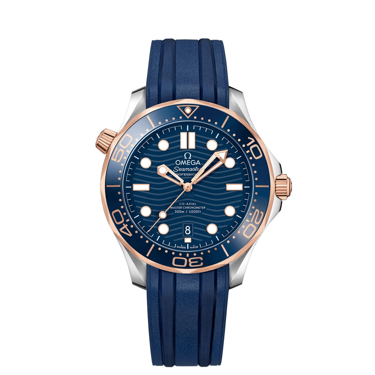 Omega Seamaster 300M Steel & Sedna Gold Case Blue Rubber 42mm Automatic