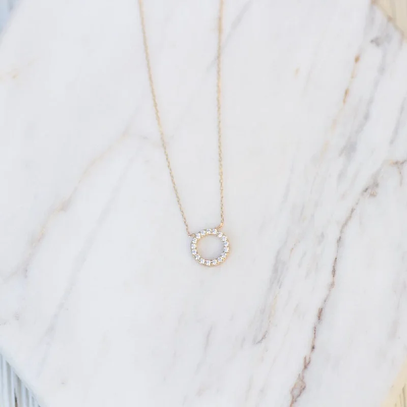 14K Yellow Gold & Cubic Zirconium Open Circle Necklace