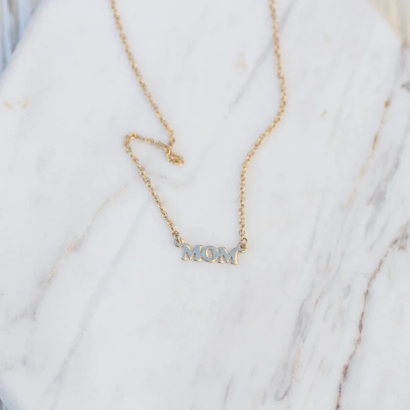 14K Yellow Gold "MOM" Necklace