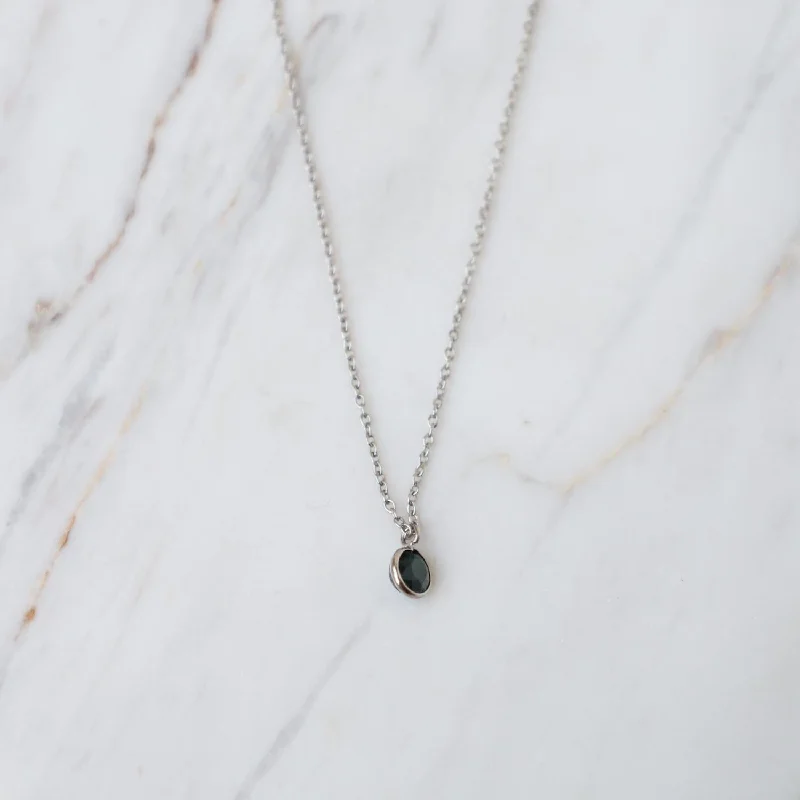 White Gold & Sapphire Solitaire Necklace