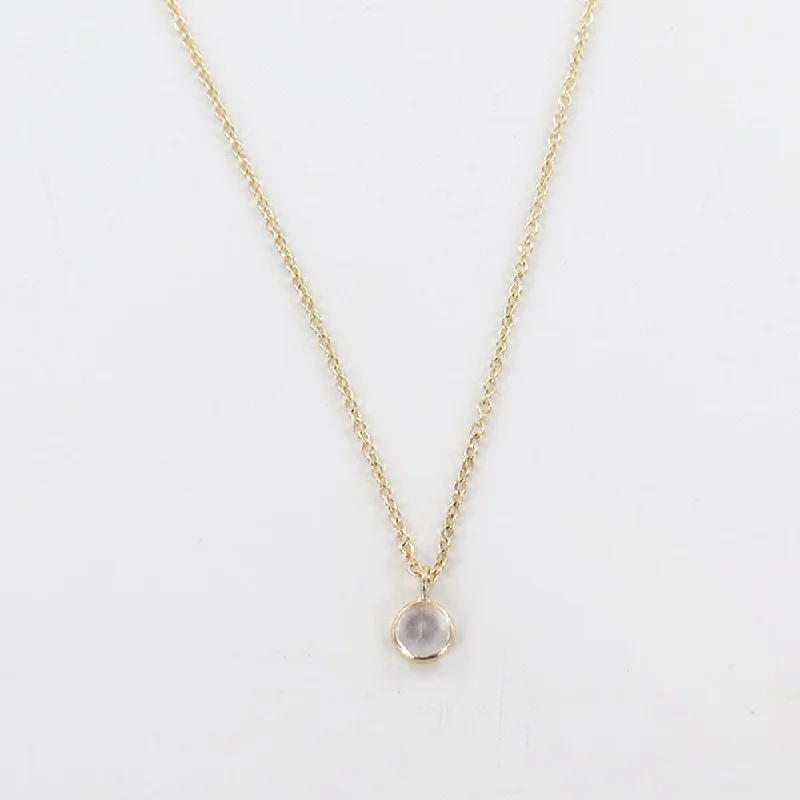 Yellow Gold & White Topaz Solitaire Necklace