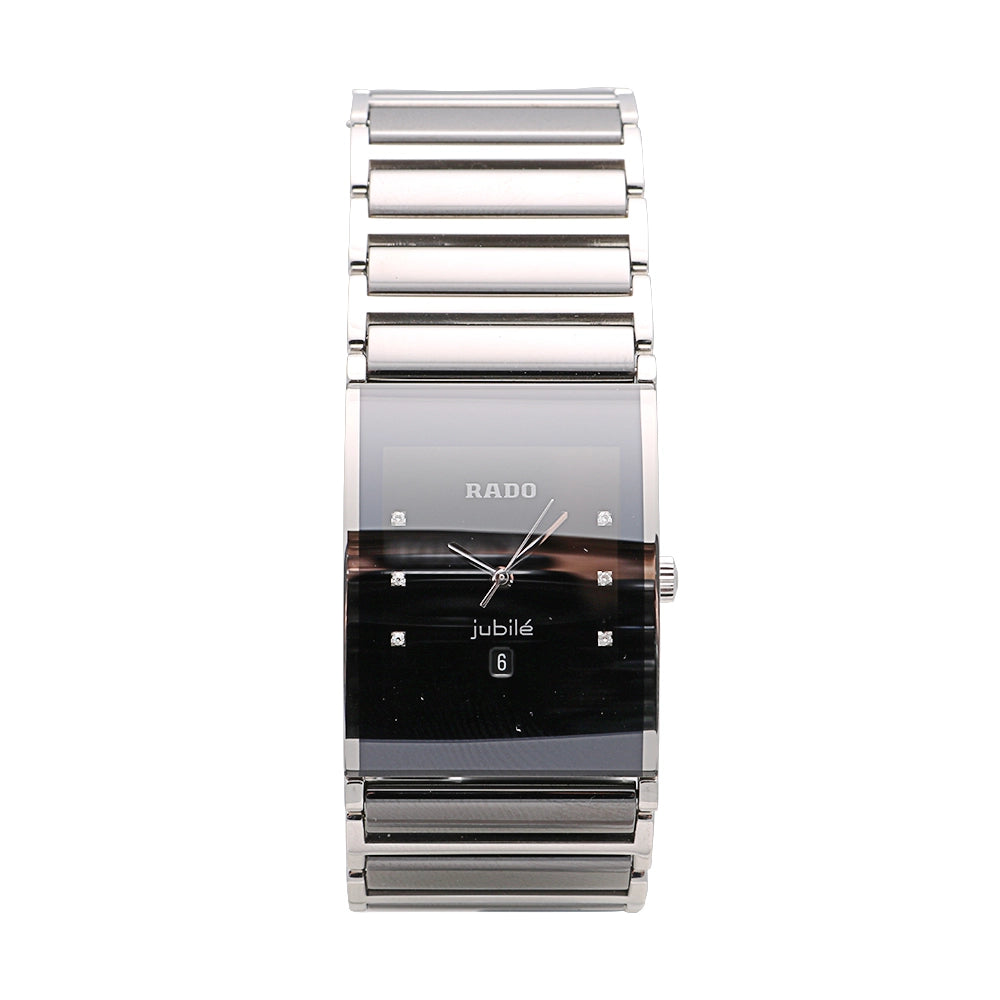 Rado Integral Watch Black Ceramic & Steel Diamonds 35 x 27mm Quartz (Preowned)