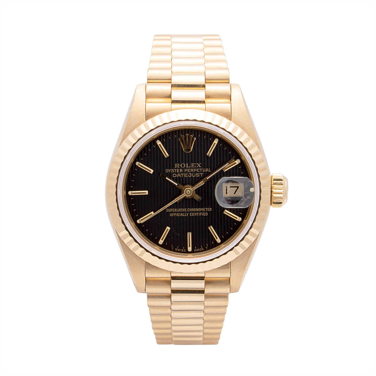 Rolex Datejust 26 18K Yellow Gold Black Dial President Bracelet 26mm Automatic (Preowned)