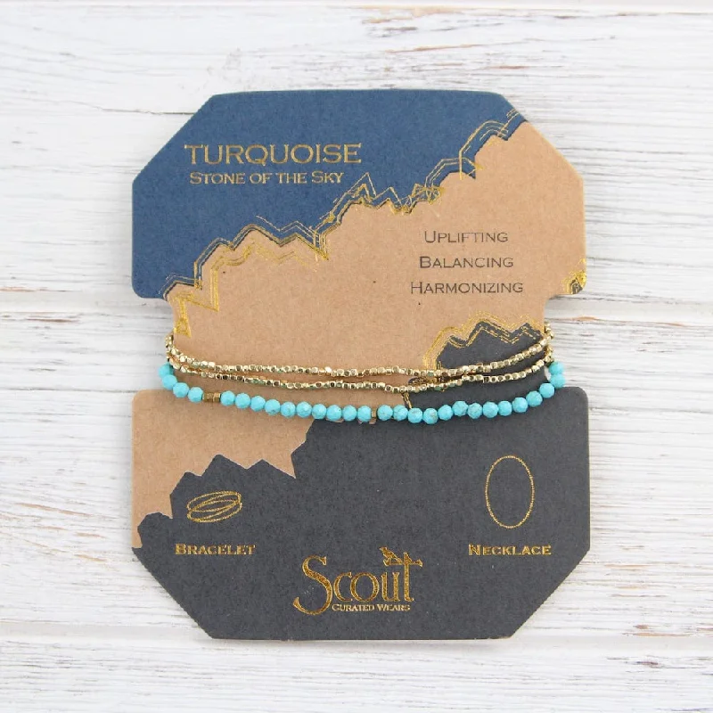 Scout Delicate Turquoise and Gold Wrap Bracelet and Necklace