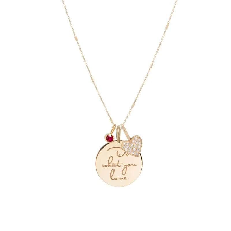 14K Gold "Do What You Love" Montra Charm Necklace