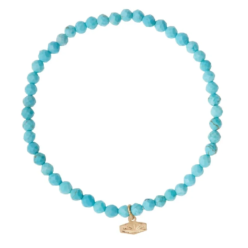 Mini Faceted Stone Stacking Bracelet - Turquoise/Gold