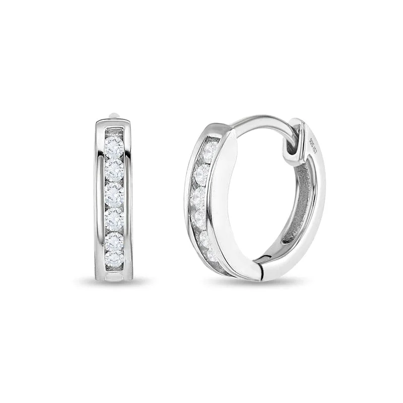 Channel Set CZ Hoop Earrings