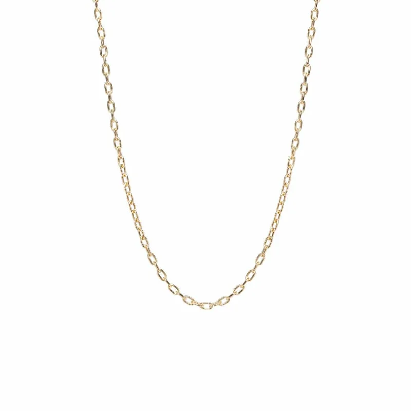 14K Gold Small Square Oval Link Chain Necklace