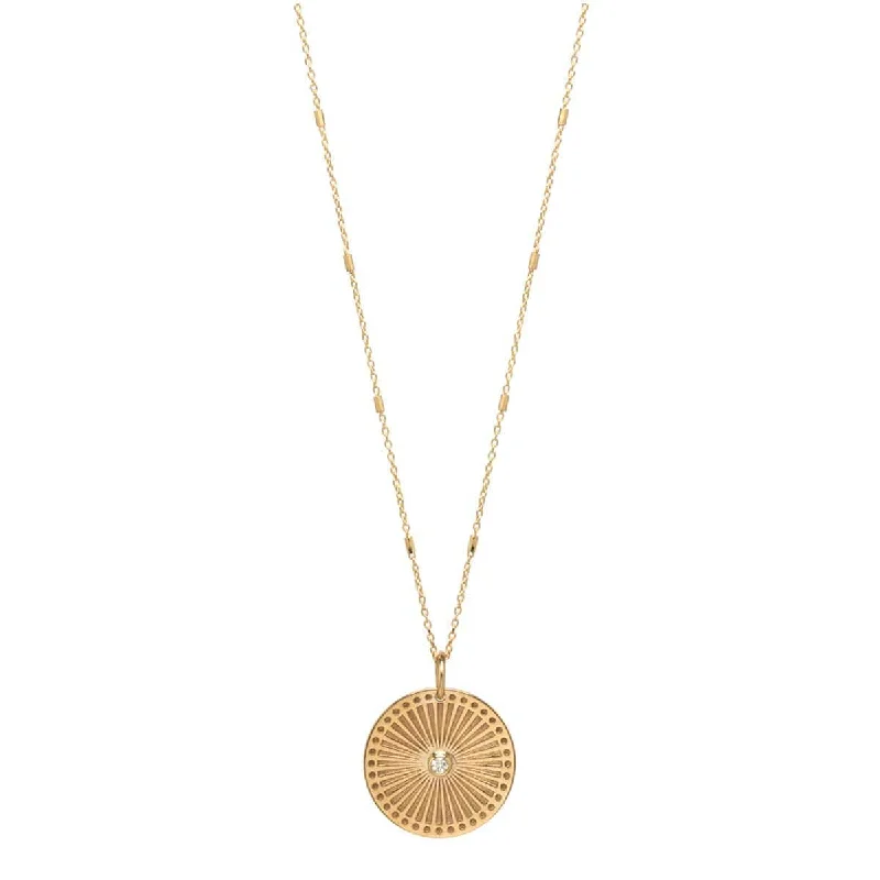 14K Gold Small Sunbeam Medallion Necklace