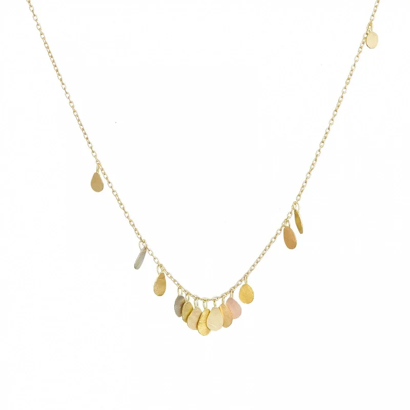 Yellow Gold & Rainbow Gold Tiny Raindrops Necklace